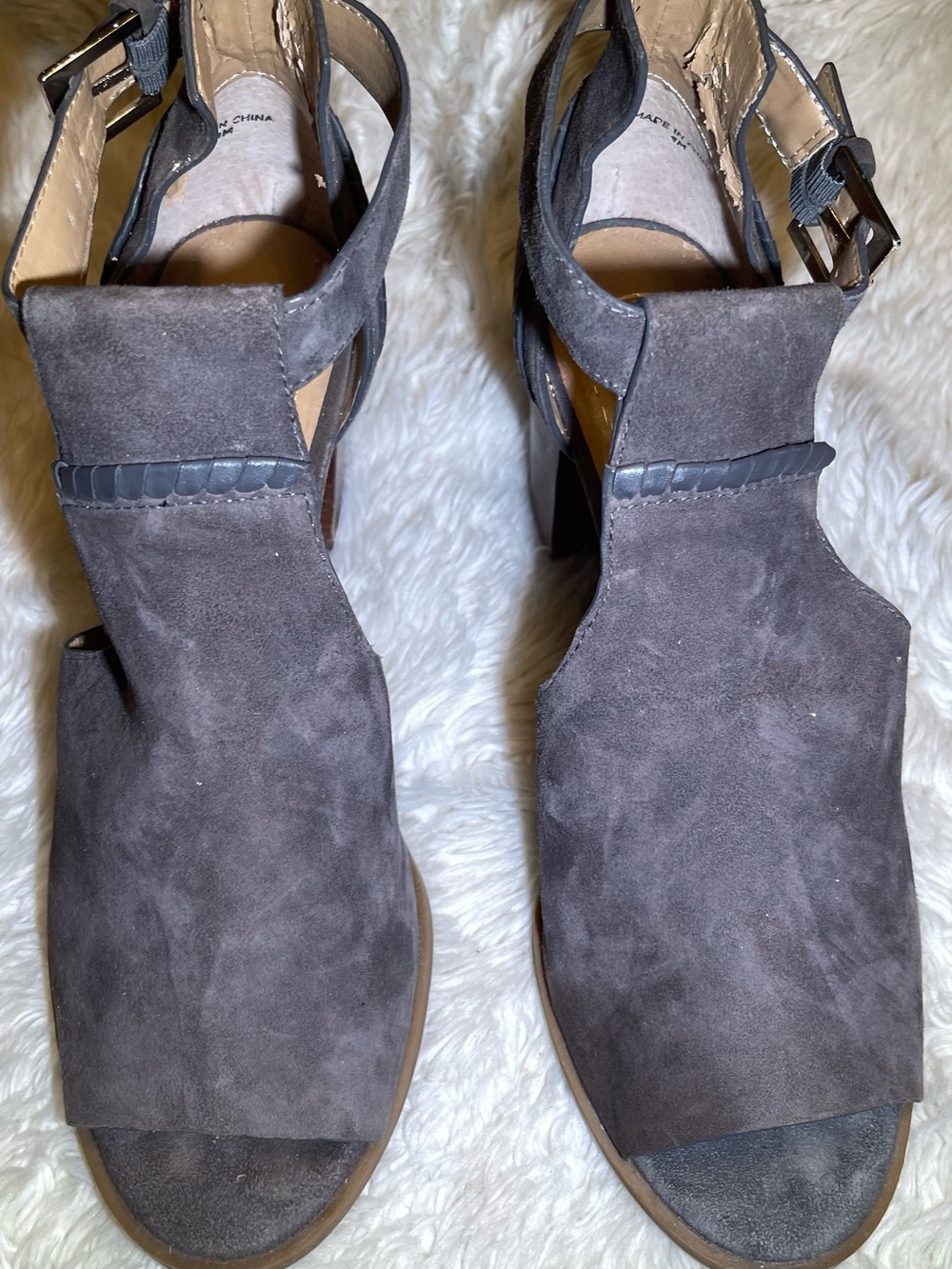 Jack Rogers Cameron women’s Suede Open-Toe Heeled Sandals in Dark Gray size 9